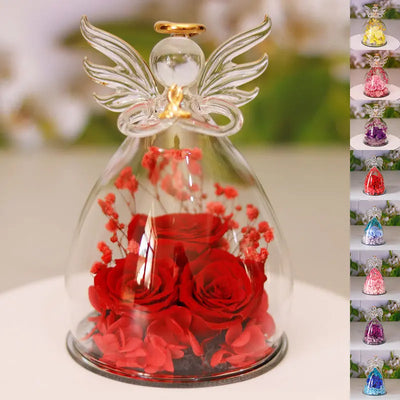 Flower Gift Box Angel Glass Cover Rose For Christmas Havenly Meadows